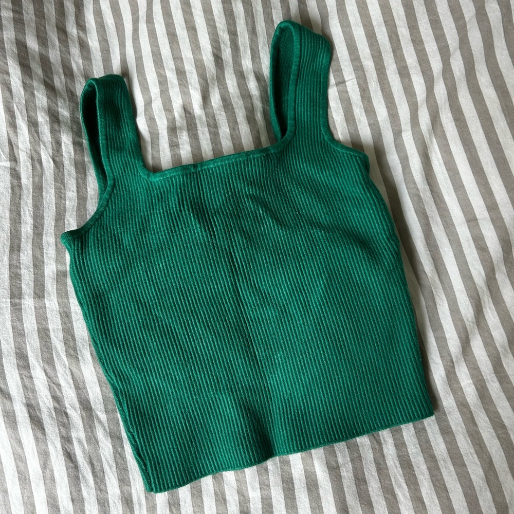 Abercrombie Green Ribbed Knit Crop Top